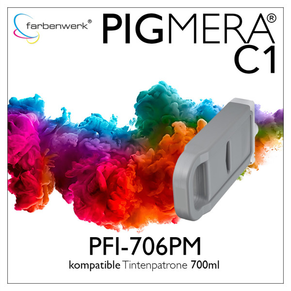 Wiederaufbereitete Tintenpatrone 700ml Pigmera C1 PFI-706PM Photo-Magenta