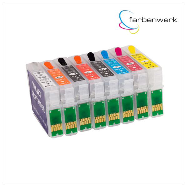 Refillable Cartridge Set with Autoreset Chip T3240-T3249 (8 Cartridges)